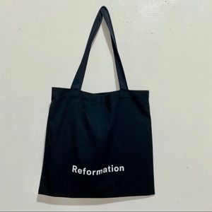 Black canvas Reformation tote